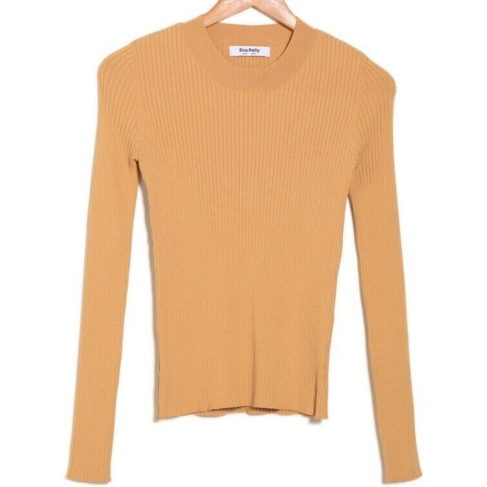 NWT ENA PELLY Olsen Long Sleeve Knit Top Light Khaki Size 8